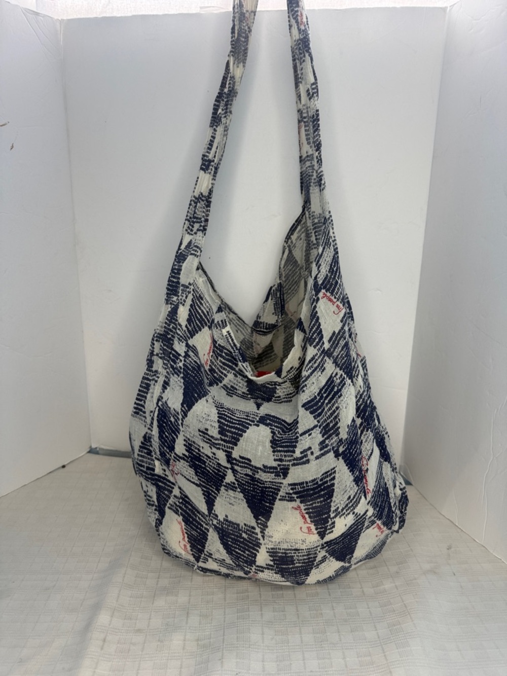 Unbranded Blue and White Patterned Hobo Tote